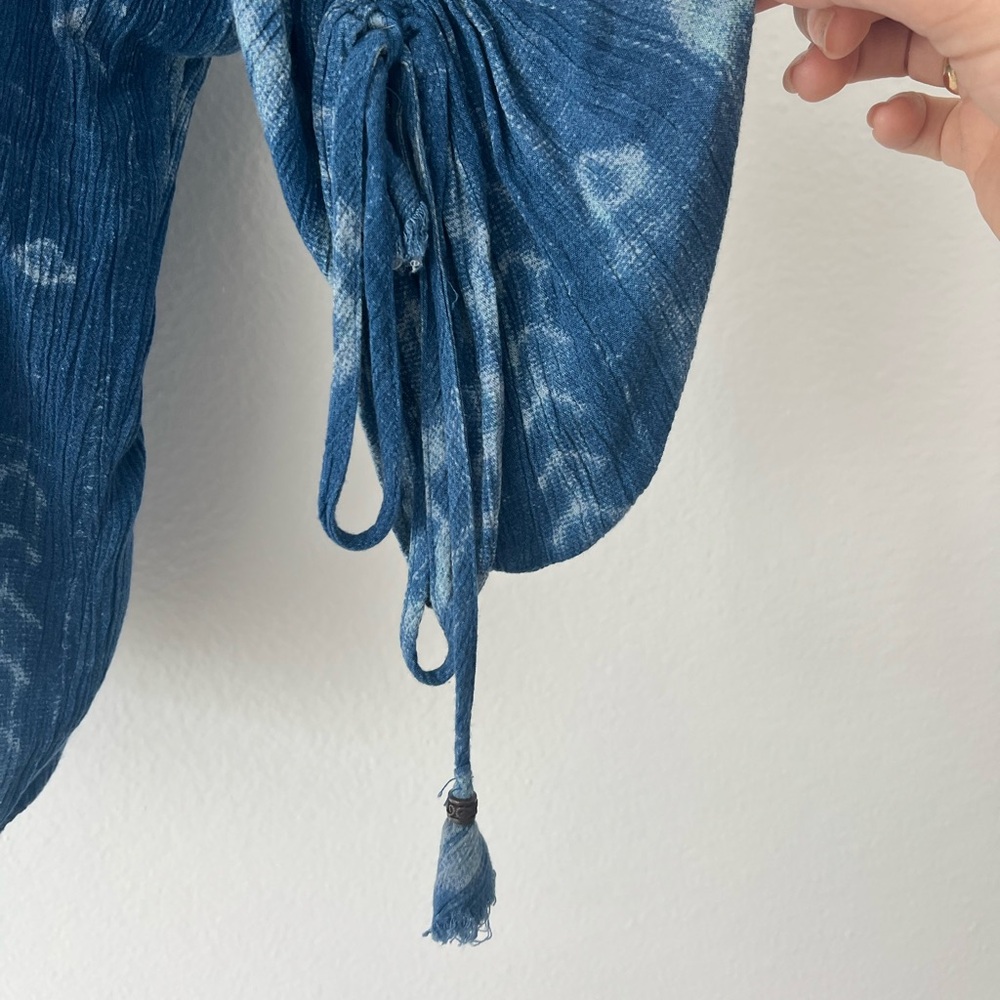 Lovestitch Indigo Shibori Blouse Size Small - Picture 3 of 5